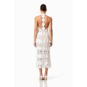 Elliatt Daffodil White Floral 3D Lace Halter Midi Bridal Dress